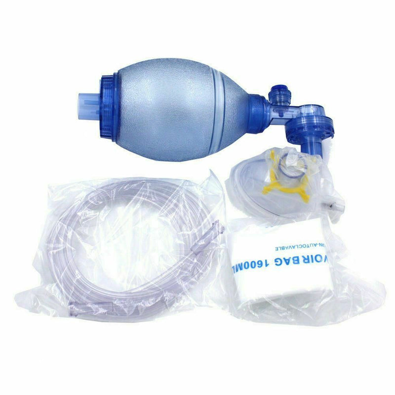 Manual Resuscitator 1500ml PVC Adult Ambu Bag + Oxygen Tube CPR First Aid kit