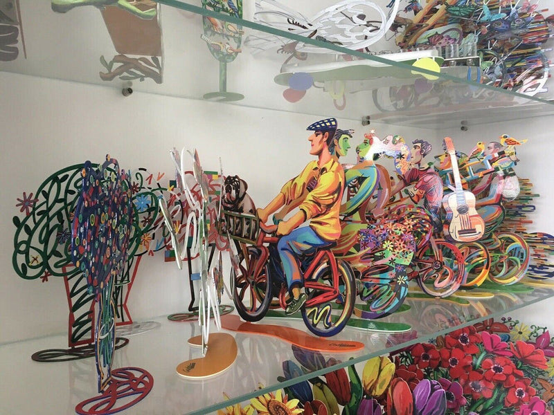 David Gerstein Artist Window Hand In Hand Metal Sculpture colourful new