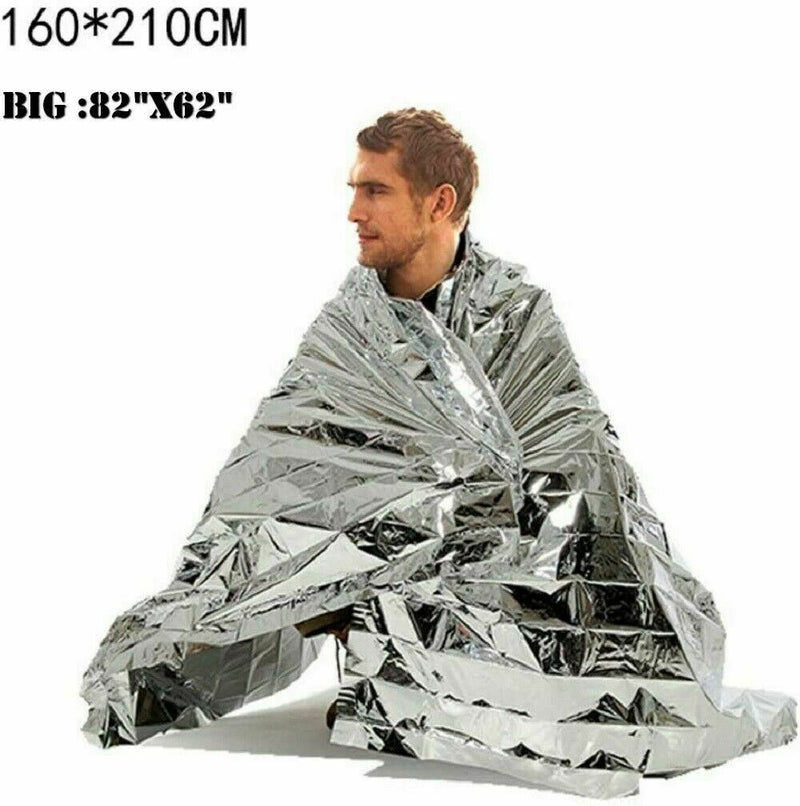 10 Pack Emergency BLANKET Thermal Survival Safety Insulating Mylar Heat 82" X62"