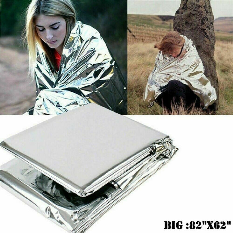 10 Pack Emergency BLANKET Thermal Survival Safety Insulating Mylar Heat 82" X62"