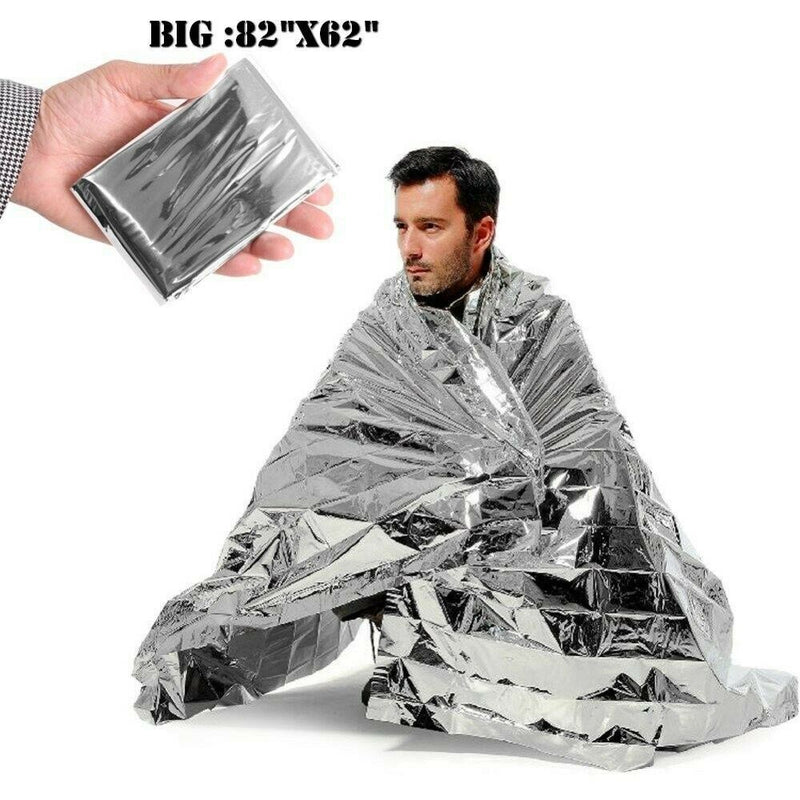 10 Pack Emergency BLANKET Thermal Survival Safety Insulating Mylar Heat 82" X62"