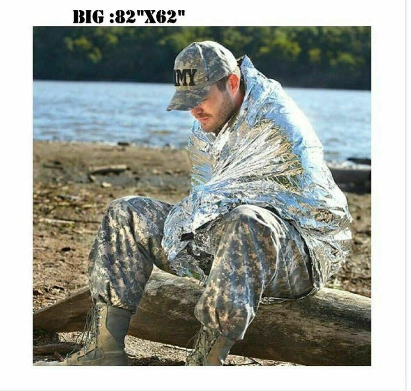 10 Pack Emergency BLANKET Thermal Survival Safety Insulating Mylar Heat 82" X62"