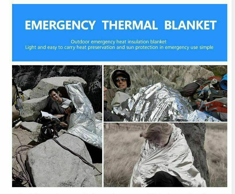 10 Pack Emergency BLANKET Thermal Survival Safety Insulating Mylar Heat 82" X62"