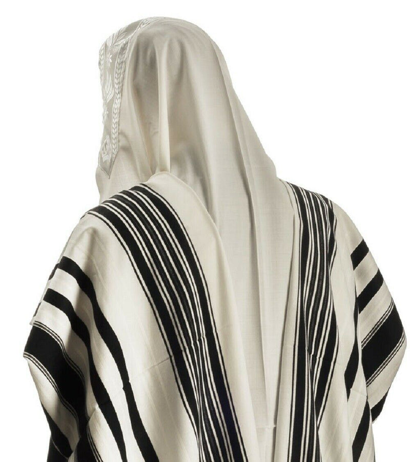 ORIGINAL !  100% Wool Tallit Prayer Shawl Prima A A (Black) Size 47" L X 67" W