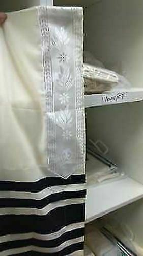 100% Wool Tallit Prayer Shawl Shabbat Black Size 55" L X 71" W