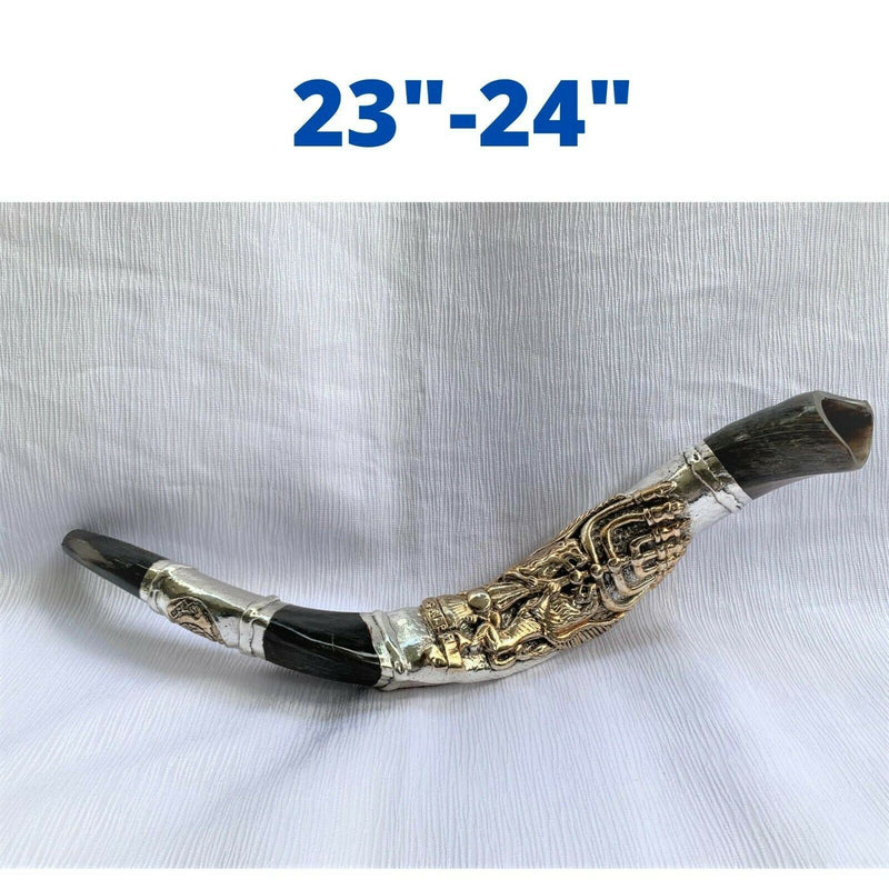 very rare Sterling Silver Yemenite Shofar 23"-24"-Lion of Judah & Menorah