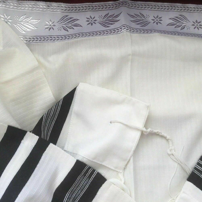 New 100% Wool Tallit Prayer Shawl Meron Black Size 55" L X 71"W Kosher Talitania