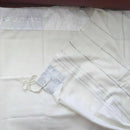 New 100% Wool Tallit Prayer Shawl Golan White Silver Size 47"L X 67"W Talitania