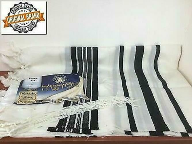 100% Wool Tallit Prayer Shawl Prima A A (Black) Size 47" L X 67" W