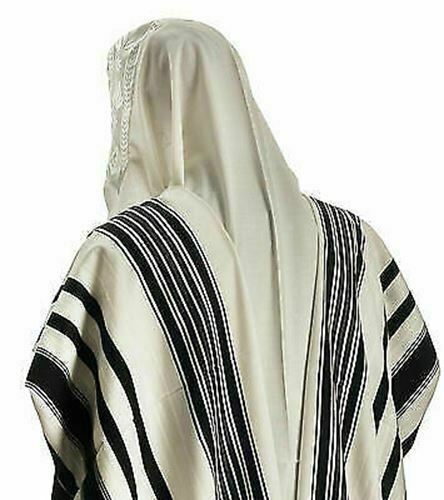 100% Wool Tallit Prayer Shawl Prima A A (Black) Size 47" L X 67" W