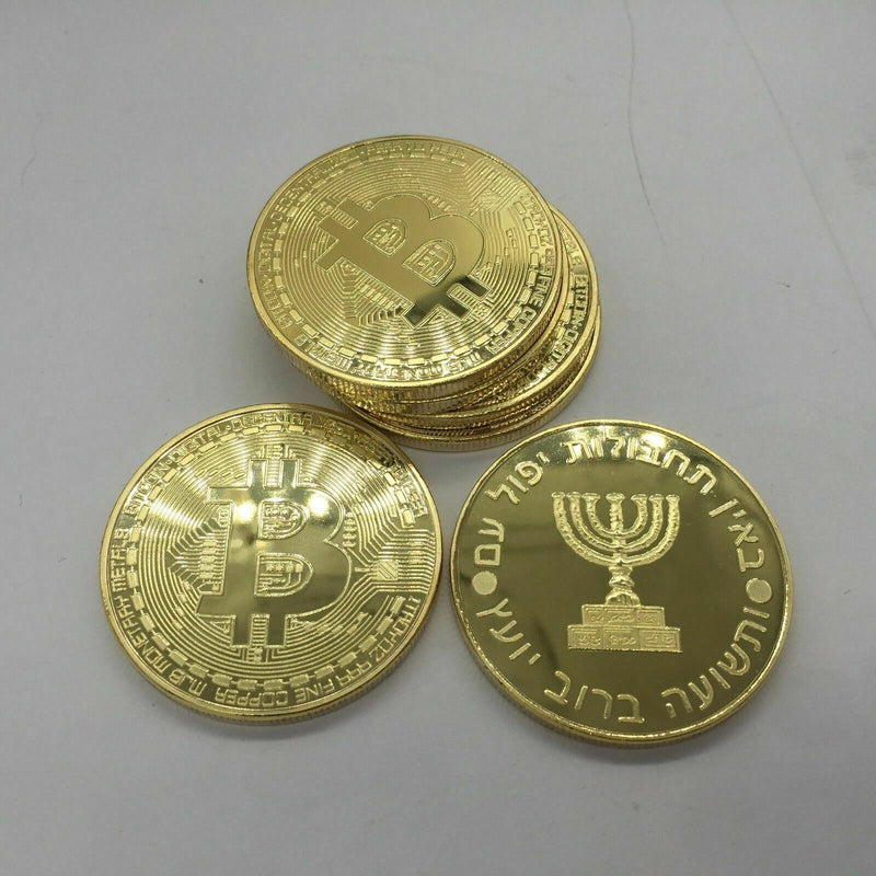 Gold Bitcoin Commemorative Round Collectors Coin Bit Coin is Gold Plated Coins