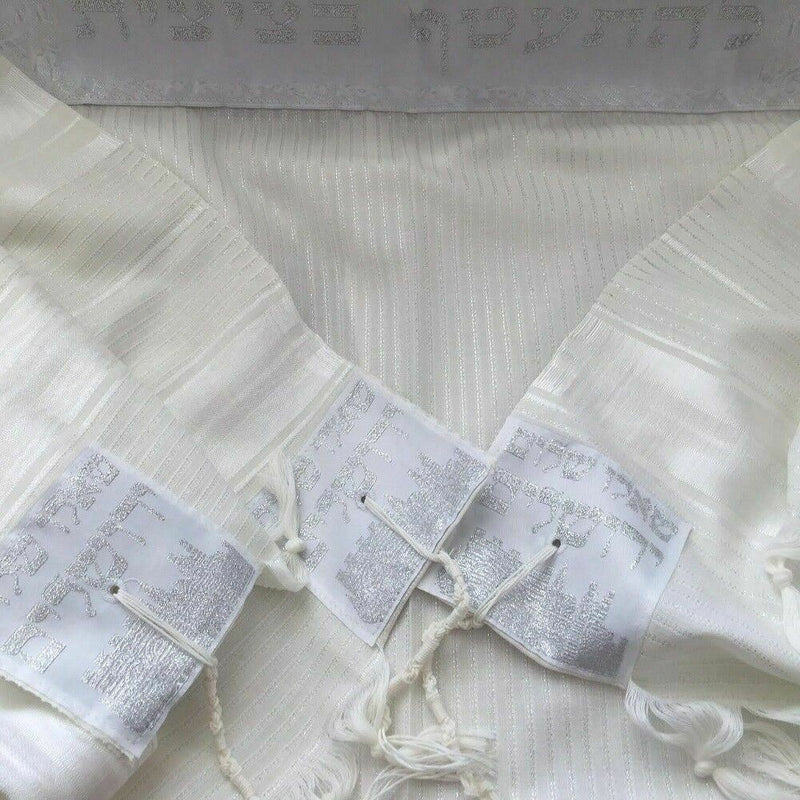 Wool Tallit Prayer Shawl Tavor White Size 55" L X 71"  Kosher Talitania