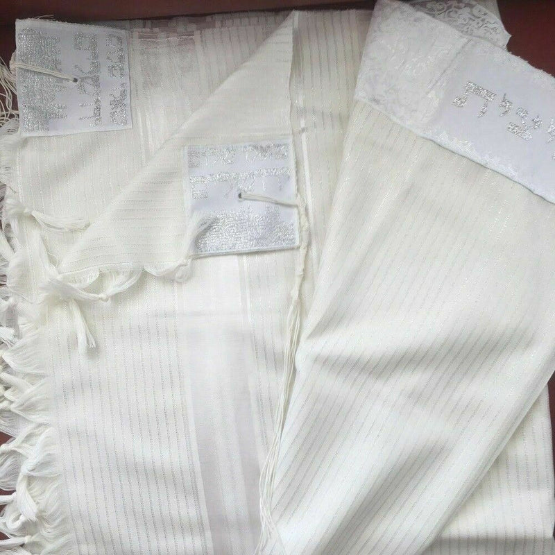 Wool Tallit Prayer Shawl Tavor White Size 55" L X 71"  Kosher Talitania