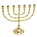 Classic Shape Brass Copper 8 Inch Israel Vintage Menorah Judaica Candle Holder