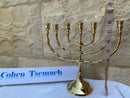 Classic Shape Brass Copper 8 Inch Israel Vintage Menorah Judaica Candle Holder