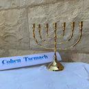 Classic Shape Brass Copper 8 Inch Israel Vintage Menorah Judaica Candle Holder
