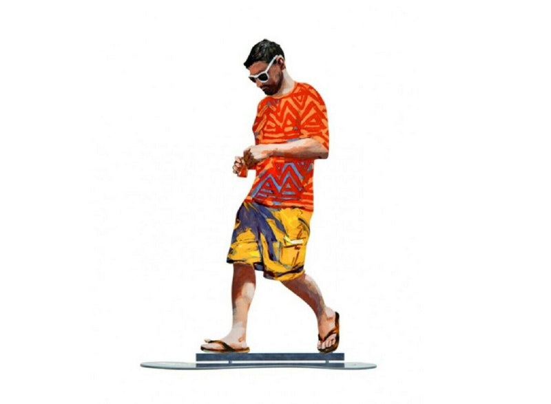 Walking in Tel Aviv Creation By David Gerstein Modern Pop Art Orange Shirt Urban