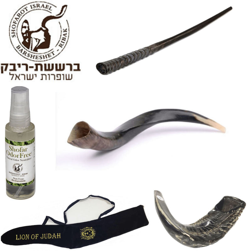 Amaizing Set Shofar,Big Oryx,Ram Horn,Kudu 16"-19",Shofar Bag+Anti-odor Spray