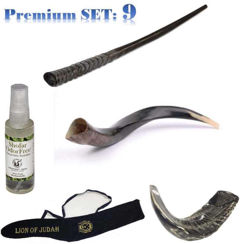 Amaizing Set Shofar,Big Oryx,Ram Horn,Kudu 16"-19",Shofar Bag+Anti-odor Spray