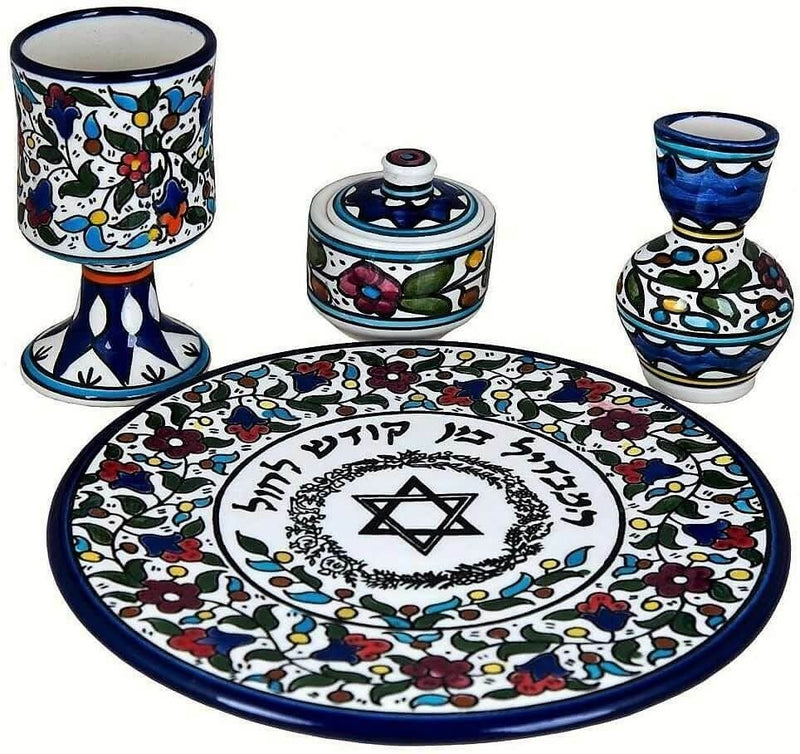 Amaizing Armenian Ceramic Havdalah Set Multi Colored Shabbat Judaica Gift