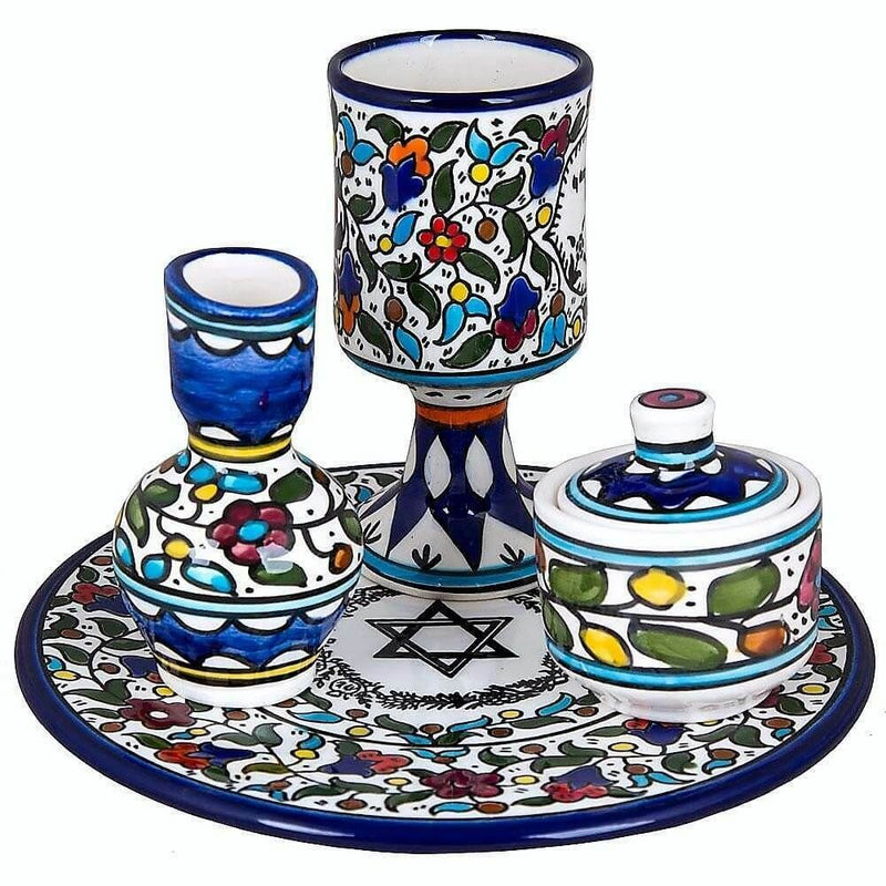 Amaizing Armenian Ceramic Havdalah Set Multi Colored Shabbat Judaica Gift