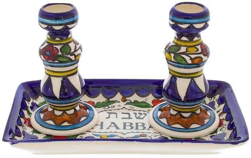 Amaizing Armenian Design Candlesticks with Matching Tray Flowers Design