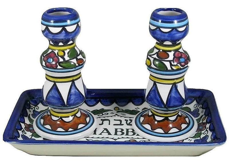 Amaizing Armenian Design Candlesticks with Matching Tray Flowers Design