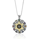925 Sterling Silver & 9K Gold Star of David "Twelve Tribes" Pendant