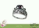 Amaizing Sterling Silver, "Rabot Banot", Crown Ring with Garnet made in israel