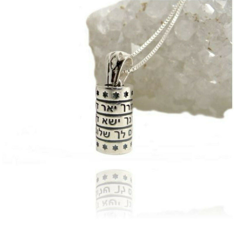 Amaizing Sterling Silver Priestly Blessing Necklace with Tiny Stars of David