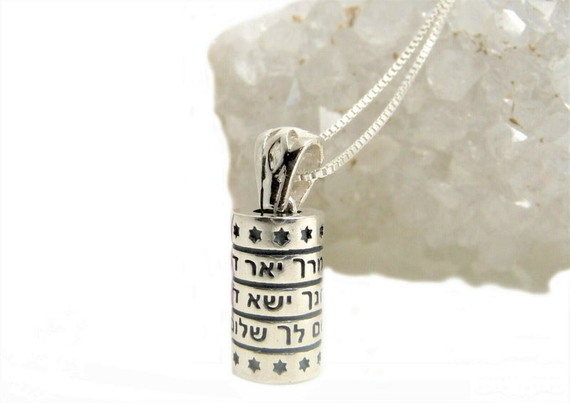 Amaizing Sterling Silver Priestly Blessing Necklace with Tiny Stars of David