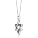 925 Sterling Silver Star of David Pendant with Black & White Zircon Stones