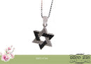 925 Sterling Silver Star of David Pendant with Black & White Zircon Stones