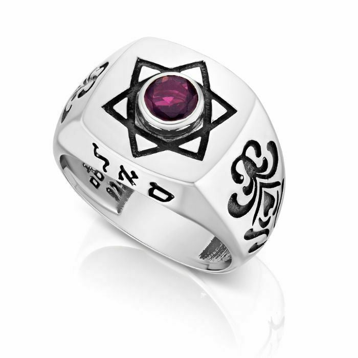 Success: Amaizing Sterling Silver Star of David Ring with Garnet Made in israel