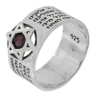 Amaizing Traveler's Prayer: Sterling Silver Star of David Ring with Garnet Stone