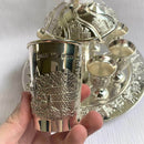 Wine Fountain DIVIDER Kiddush & 8 Goblets Silver plate Judaica Jerusalem