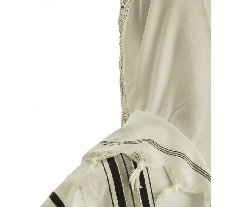 Kosher Tallit Talit Prayer Shawl in 51.1"X70.8" Made Israel Black silver