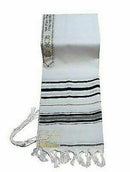 100% Wool Tallit Prayer Shawl in Black and Gold Stripes Size 24" L X 72" W