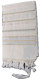 ORGINAL 100% Wool Tallit Prayer Shawl in Gold silver Stripes Size 55" L X 75" W