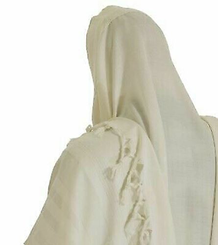 100% Wool Tallit Prayer Shawl Model Malchut white Size 55" L X 71" W