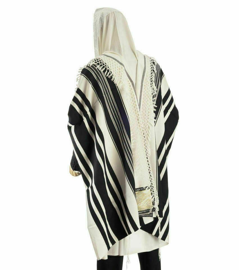 100% Wool Tallit Prayer Shawl Special Handmade Yemenite Fringe 59"X79"