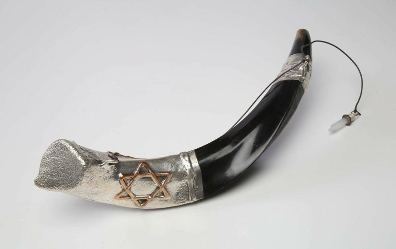SALE Messianic Oil 16-18" Anointing Silver Kudu  Shofar MENORA&STAR OF DAVID