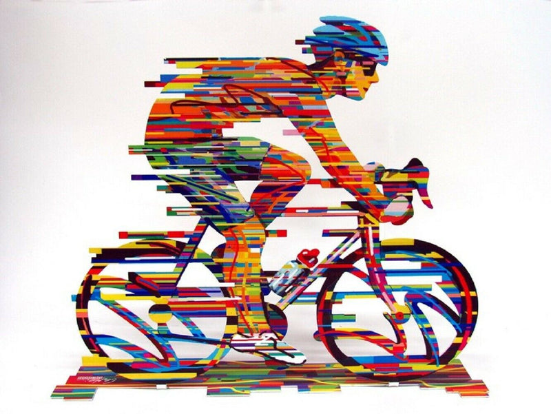 David Gerstein Modern Art CHAMPION Bicycle Racer Metal Sculpture bike Pop Art