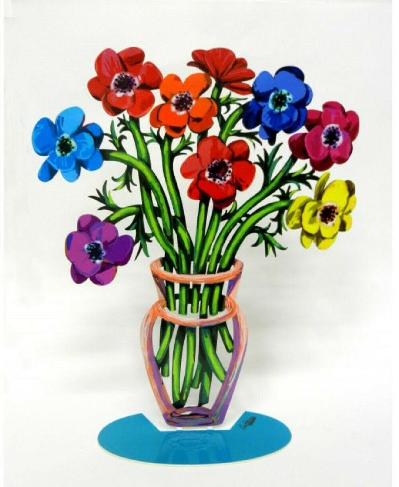 Sculpture by David Gerstein Modern Metal ART Sculpture Poppies Flower Vase