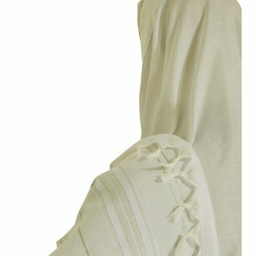 Kosher White Tallit Talis Prayer Shawl acrylic 55"X74" Made Israel silver Stripe