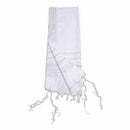 Kosher White Tallit Talis Prayer Shawl acrylic 55"X74" Made Israel silver Stripe