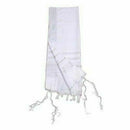 Kosher White Tallit Talis Prayer Shawl acrylic 55"X74" Made Israel silver Stripe