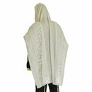 Kosher White Tallit Talis Prayer Shawl acrylic 55"X74" Made Israel silver Stripe