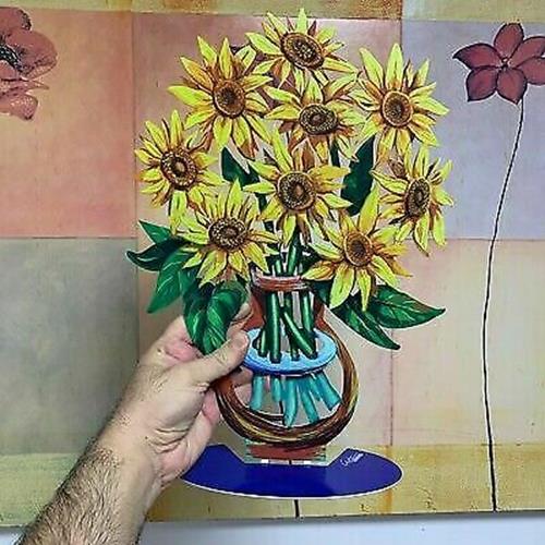 David Gerstein Metal Art Sunflower Flowers Modern Vase Sculpture