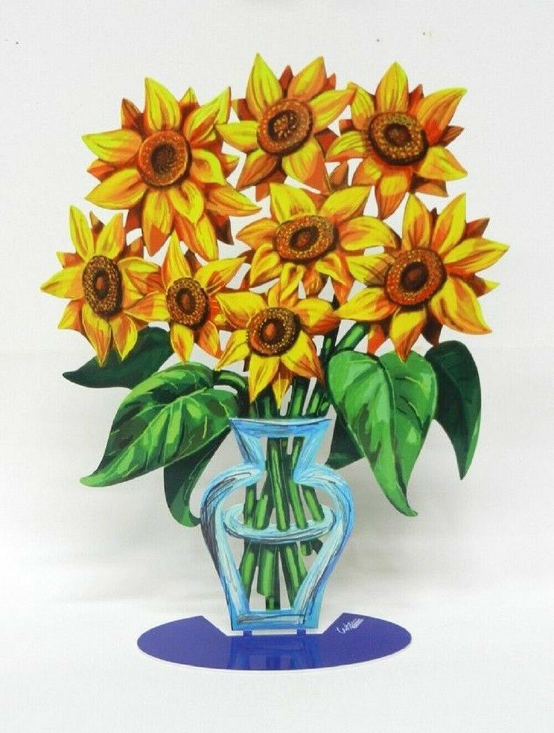 David Gerstein Metal Art Sunflower Flowers Modern Vase Sculpture